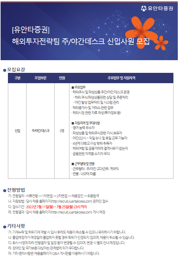 해외투자전략팀 채용공고문