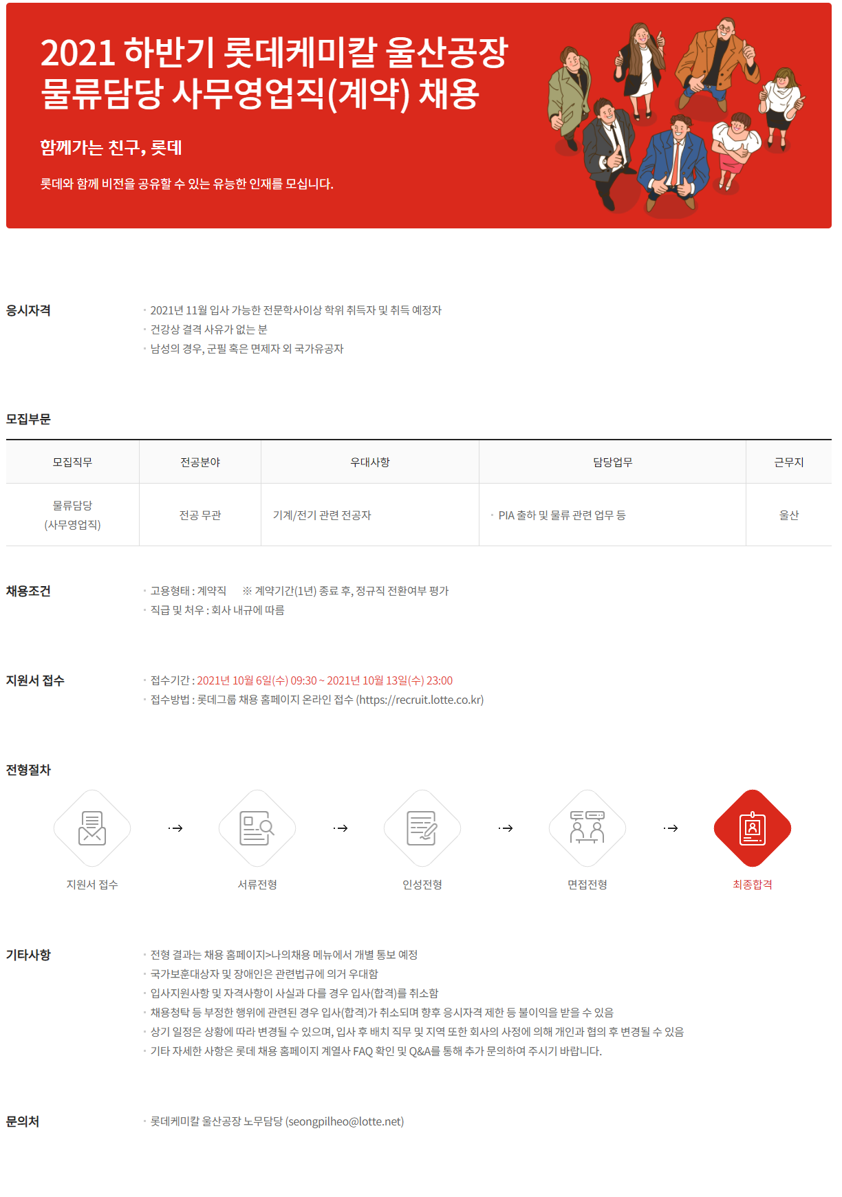 롯데케미칼 채용 | 2021년 상반기 울산공장 물류담당 사무영업직 채용 - 슈퍼루키 롯데케미칼