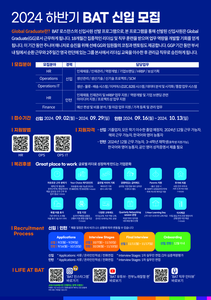 BAT Rothmans & BAT Korea 제조 채용 | 인사 / 생산 / IT / 재무 신입 / 인턴 - 슈퍼루키